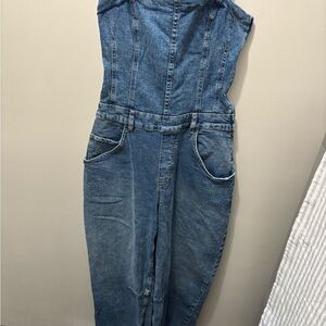 We The Free Blue Denim Overalls